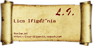 Lics Ifigénia névjegykártya